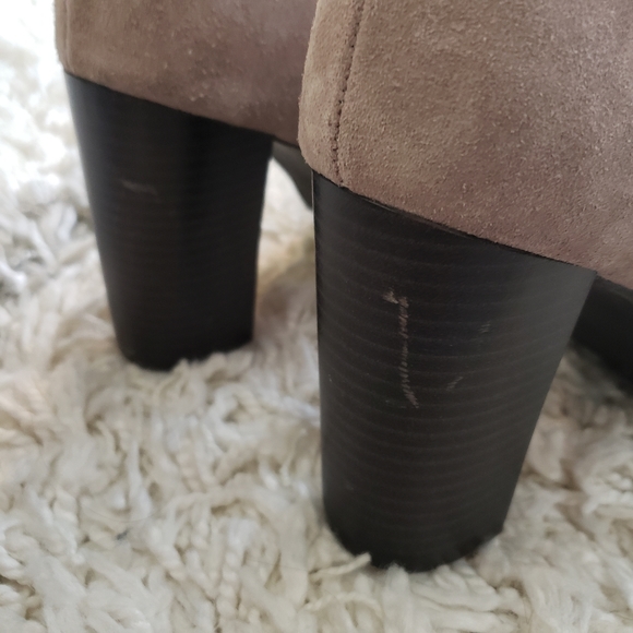 White Mountain Gray Suede Heeled Booties - Picture 6 of 9